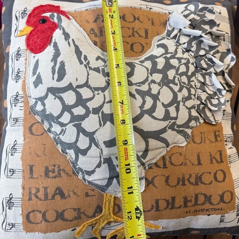 Farmhouse Chicken Pillow Rustic Country Kitchen Rooster Throw Pillow